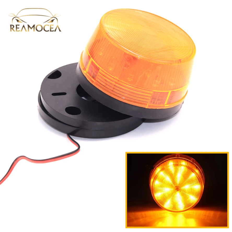 Reamocea Universal Strobe Signal Warning Waterproof DC12V Indicator light LED Amber Light Security Alarm Police Emergency Lamp | Автомобили