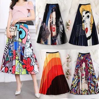 2019 Pleated Skirt Women's Elastic Waist Pleated Skirt Printed Midi Skirt Jupe Femme
2019 Pleated Skirt Women's Elastic Waist Pleated Skirt Printed Midi Skirt Jupe Femme