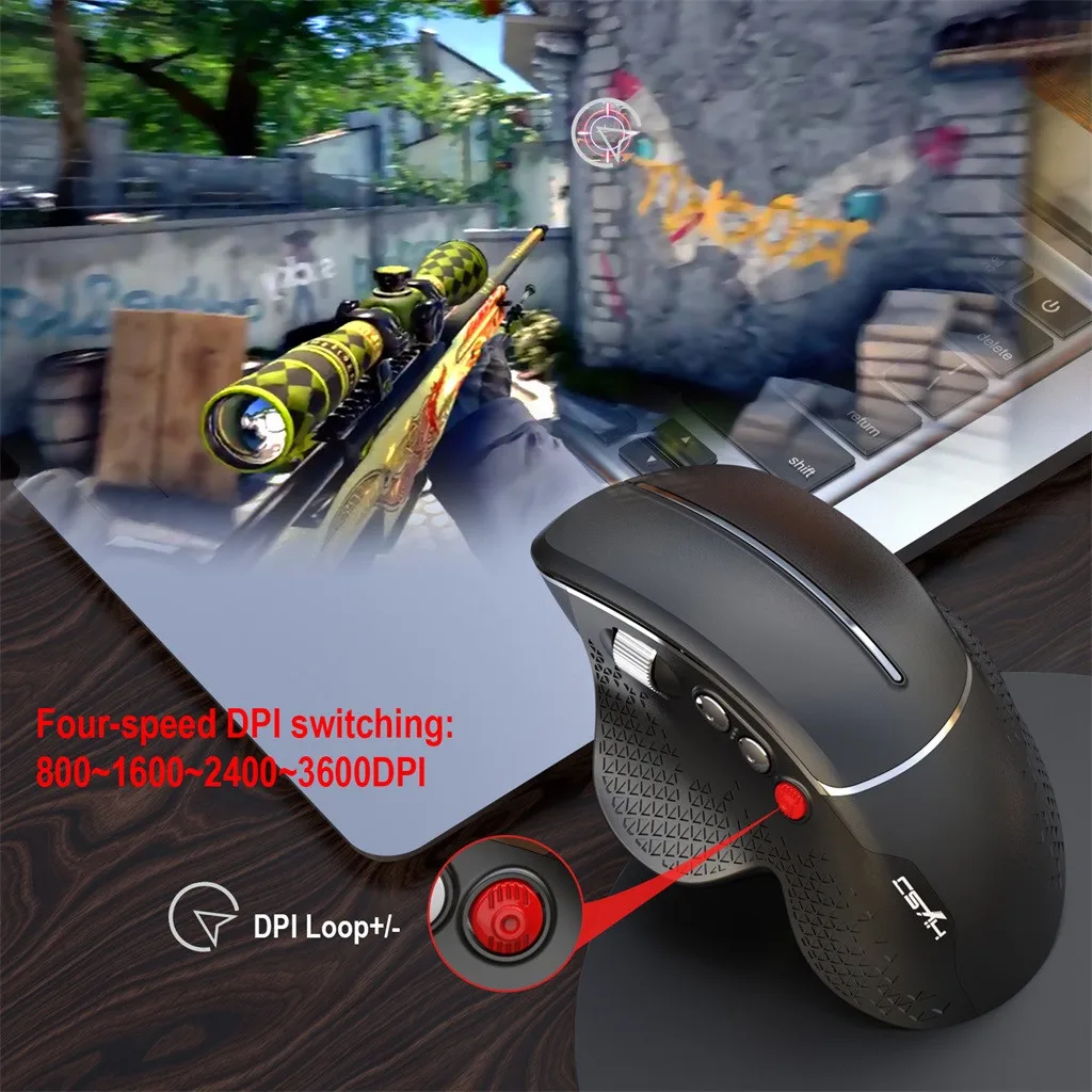 HXSJ T32 Vertical Wireless Rechargeable Mute Mouse 6 keys 3600DPI Silent Mice Optical Computer Mouse 2.4GHz Ergonomic Mice
HXSJ T32 Vertical Wireless Rechargeable Mute Mouse 6 keys 3600DPI Silent Mice Optical Computer Mouse 2.4GHz Ergonomic Mice