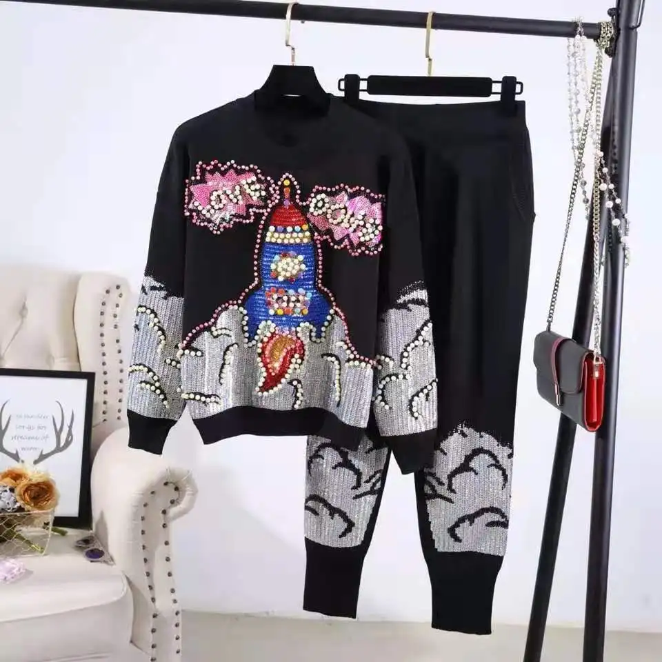 2019 Women Set Autumn Winter Fashion Embroidery Knitted Sweaters Women Suit Pullover Pants Female Casual Two-piece Sets
2019 Women Set Autumn Winter Fashion Embroidery Knitted Sweaters Women Suit Pullover Pants Female Casual Two-piece Sets
