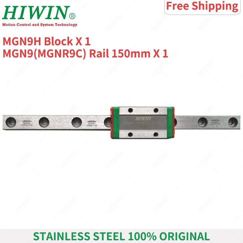 Free Shipping HIWIN Stainless Steel MGN9 150mm linear guide rail with MGN9H slide blocks Carriages MGN9 Series for 3D Printer
Free Shipping HIWIN Stainless Steel MGN9 150mm linear guide rail with MGN9H slide blocks Carriages MGN9 Series for 3D Printer