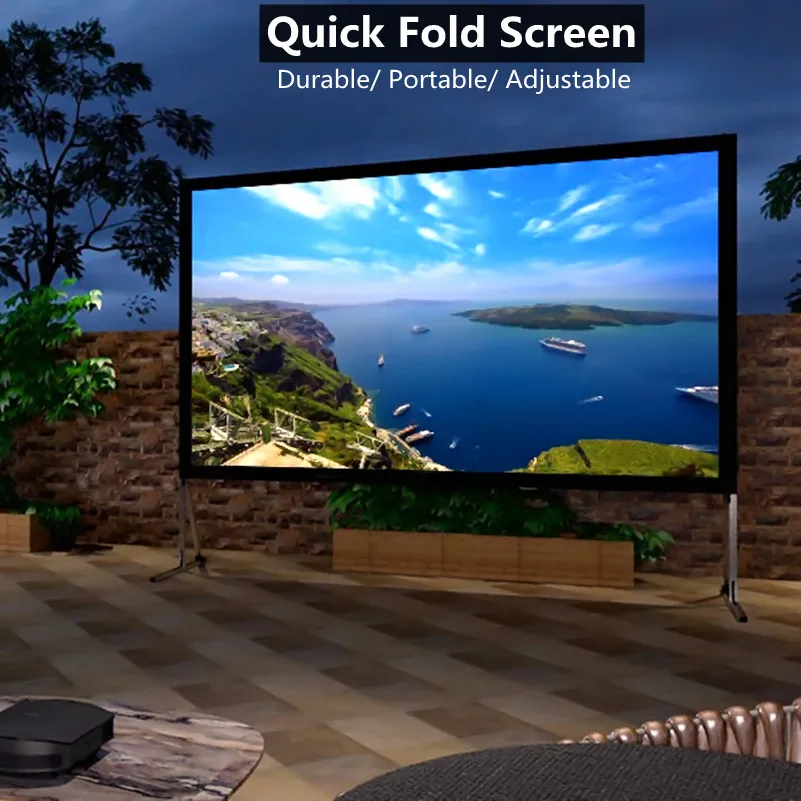 

16:9 HD 4K Outdoor Indoor Projection Screen for Home Theater 3D Fast-Folding Projector Screen with Stand Legs and Carry Bag