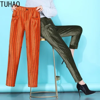 TUHAO Autumn Winter Plus Size 4XL 3XL Velvet Thick Striped Trousers Women Streetwear High Waist Loose Velvet Velour Harem Pants
TUHAO Autumn Winter Plus Size 4XL 3XL Velvet Thick Striped Trousers Women Streetwear High Waist Loose Velvet Velour Harem Pants