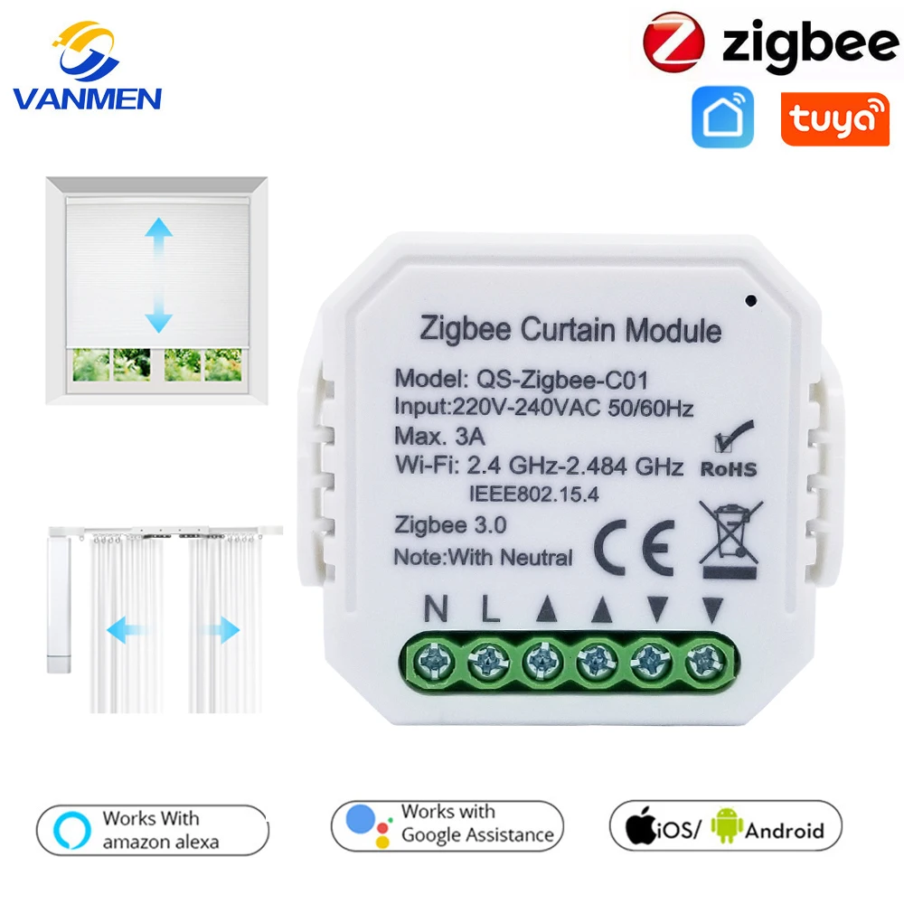 Zigbee Curtain Switch Module,for Roller Shutter Blind Motor, Tuya APP Remote Control Smart Home Support Google Home/Siri/Alexa
Zigbee Curtain Switch Module,for Roller Shutter Blind Motor, Tuya APP Remote Control Smart Home Support Google Home/Siri/Alexa