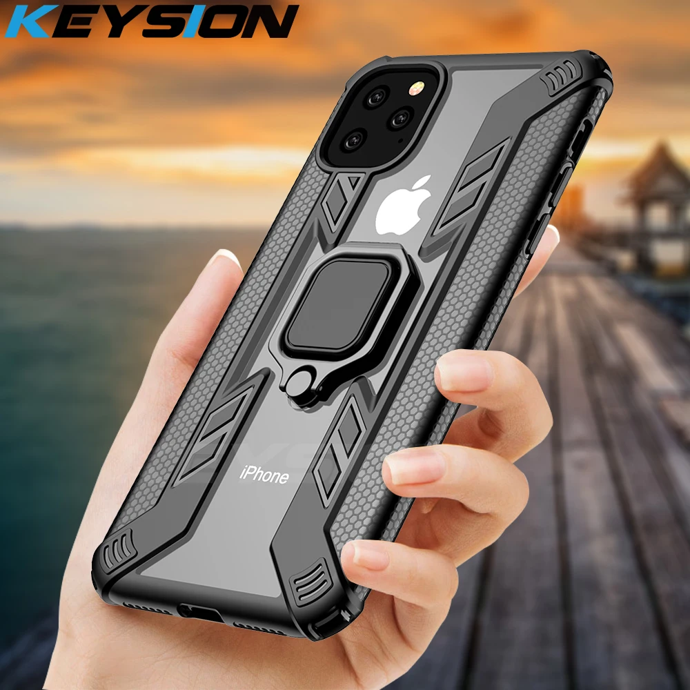 Противоударный армированный чехол KEYSION для iPhone 11 Pro Max XR XS X 8 7 Plus подставка с