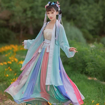 Hanfu Women Traditional Chinese Folk Dance Dress Song Dynastic Cosplay Costume Rainbow Skirt Fairy Hanfu Dress 3pcs Sets BL4378
Hanfu Women Traditional Chinese Folk Dance Dress Song Dynastic Cosplay Costume Rainbow Skirt Fairy Hanfu Dress 3pcs Sets BL4378