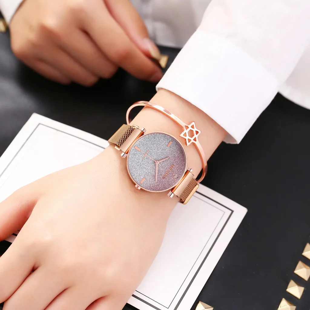 reloj mujer kol saat Quartz Stainless Steel Band Women Magnet Buckle Gradient Color Watch
reloj mujer kol saat Quartz Stainless Steel Band Women Magnet Buckle Gradient Color Watch