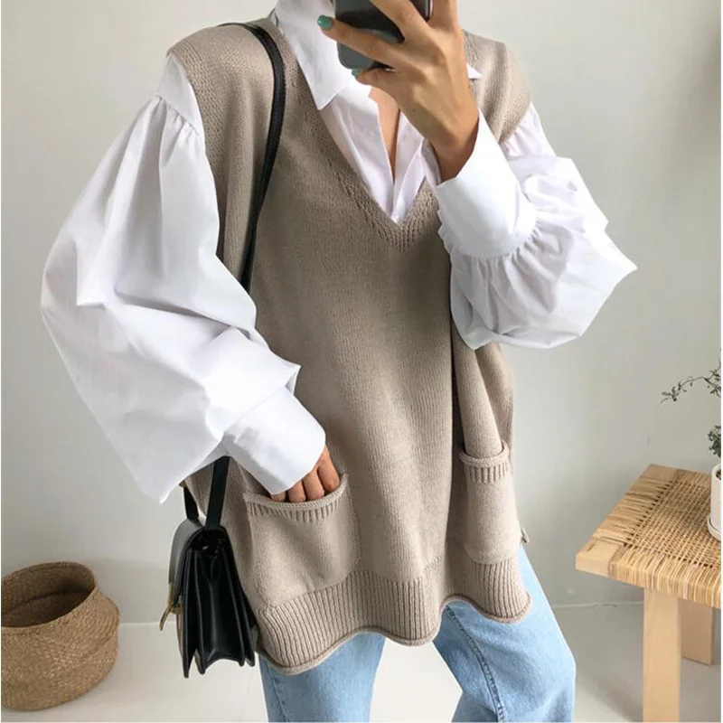 2020 New Autumn Winter Women Sweaters Pullover Sleeveless Vest Knitting Pockets Oversize Wild Split Knitwear CL441
2020 New Autumn Winter Women Sweaters Pullover Sleeveless Vest Knitting Pockets Oversize Wild Split Knitwear CL441