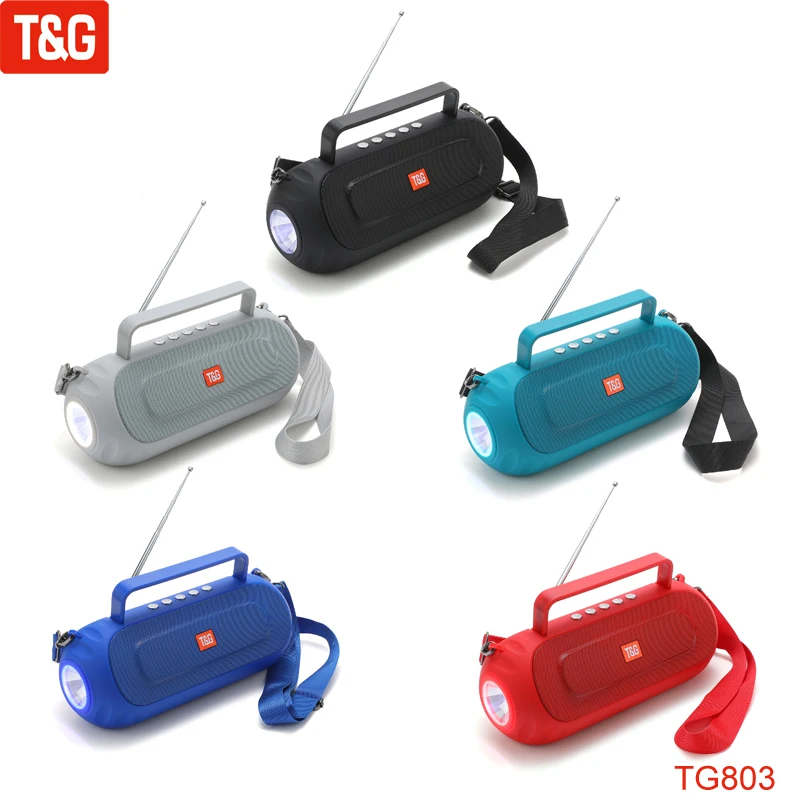 

T&G TG803 New Bluetooth Speaker Wireless Loudspeaker Portable Outdoor Speakers Telescopic Antenna With LED Light Shoulder Strap