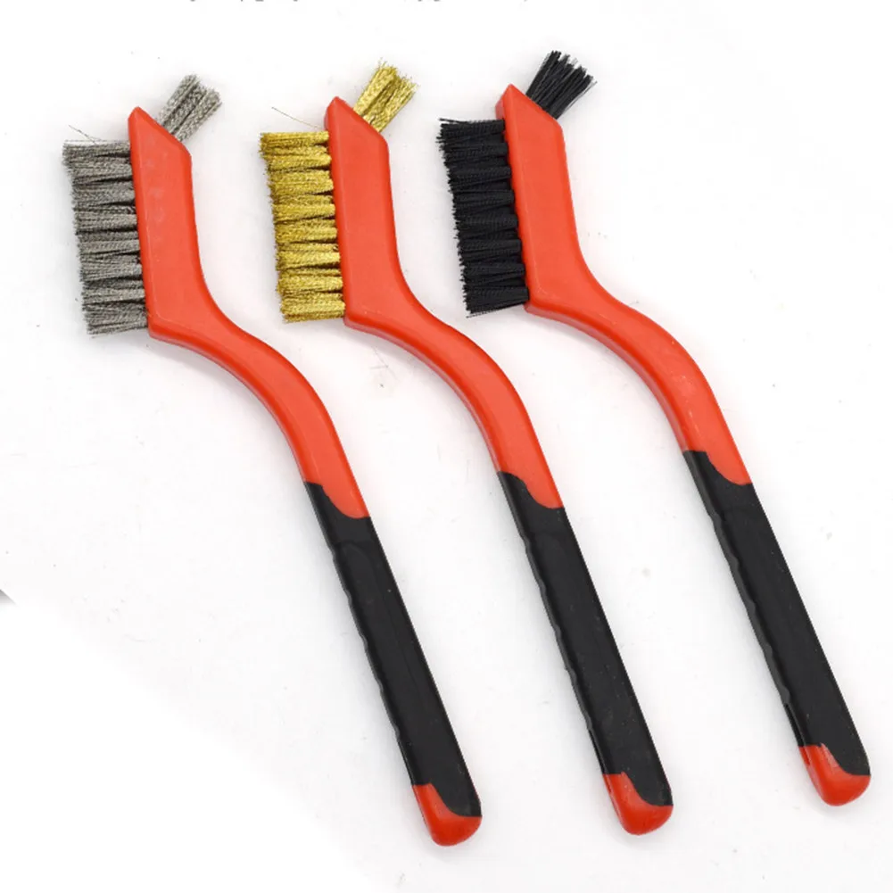 

1pcs 180mm Wire Brush Brass Nylon Stainless Steel Brush Rust Remover Metal Clean Polishing Hand Cleaning Manual Tools