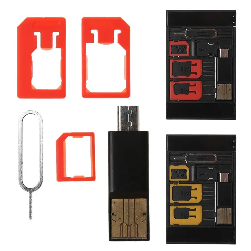 5 in 1 Universal Mini SIM Card Adapter Storage Case Kits For Nano Micro SIM Card TF Memory Card Reader
5 in 1 Universal Mini SIM Card Adapter Storage Case Kits For Nano Micro SIM Card TF Memory Card Reader