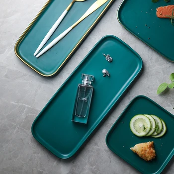 Ceramic Plate Matte Green Gold Stroke Rectangular Fish Dish Home Western Retro Square Plate Steak Snack Cake Fruit Dessert Tray
Ceramic Plate Matte Green Gold Stroke Rectangular Fish Dish Home Western Retro Square Plate Steak Snack Cake Fruit Dessert Tray
