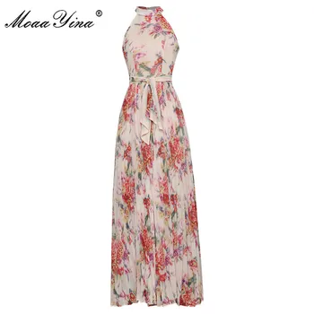 MoaaYina Fashion Designer dress Summer Women's Lace up Dress Hanging neck Dress Sleeveless Print Pleated Maxi Dresses
MoaaYina Fashion Designer dress Summer Women's Lace up Dress Hanging neck Dress Sleeveless Print Pleated Maxi Dresses