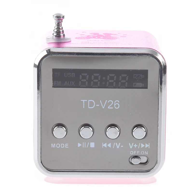 TD-V26 портативный мини цифровой динамик с Micro SD/TF/USB/FM (розовый) | Электроника