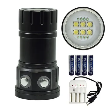 Scuba Flashlights 6* 9090 XM-L2 Led White+4*Red+4*Blue Light Dive Torch Underwater Video Photo Lamp with 18650 Battery+Charger
Scuba Flashlights 6* 9090 XM-L2 Led White+4*Red+4*Blue Light Dive Torch Underwater Video Photo Lamp with 18650 Battery+Charger