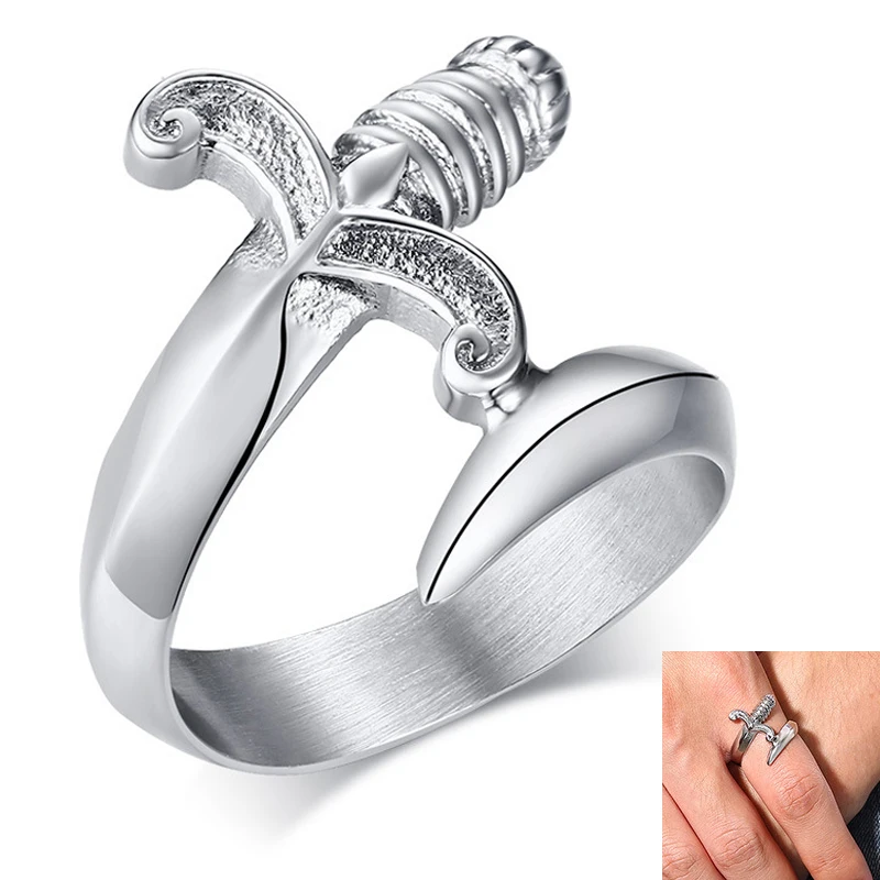 Мужское кольцо из нержавеющей стали в стиле панк с ножом | Украшения и аксессуары