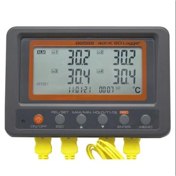 AZ88598 4 Channel K Thermocouple SD Card Logger,Programmable Temperature High/Low Alarm limit,20 Mins Auto Power Off. 
AZ88598 4 Channel K Thermocouple SD Card Logger,Programmable Temperature High/Low Alarm limit,20 Mins Auto Power Off.