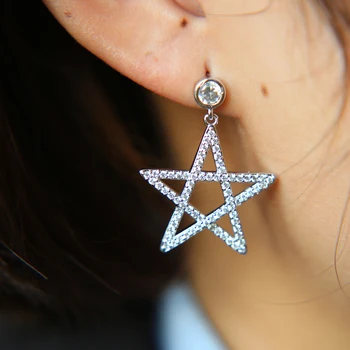 Luxury 925 Sterling Silver Pentagram Earrings For Female Double Star Design Diamond Women Earrings Wedding Jewelry Party Gift
Luxury 925 Sterling Silver Pentagram Earrings For Female Double Star Design Diamond Women Earrings Wedding Jewelry Party Gift