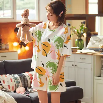 Cute Pajamas Cotton Sleepwear Set Women's Nightgown Pijamas Feminino Home Clothes Pyjamas Women Summer Female Set Nightie
Cute Pajamas Cotton Sleepwear Set Women's Nightgown Pijamas Feminino Home Clothes Pyjamas Women Summer Female Set Nightie