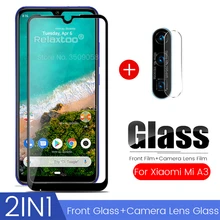 2-em-1 para a versão global de vidro xiao mi a3 mi a3 4 gb 64 gb xiao mi a3 mi 3a smartphone 6.088 film film filme protetor de tela de lente da câmera(China)
