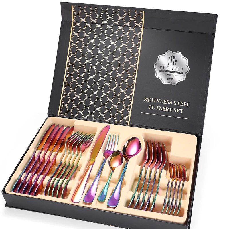 Dinnerware Set Luxury Cutlery Stainless Steel Kit Quality 24Pcs Tableware Flatware Knives Forks Dinner Set Kitchen Restaurant
Dinnerware Set Luxury Cutlery Stainless Steel Kit Quality 24Pcs Tableware Flatware Knives Forks Dinner Set Kitchen Restaurant