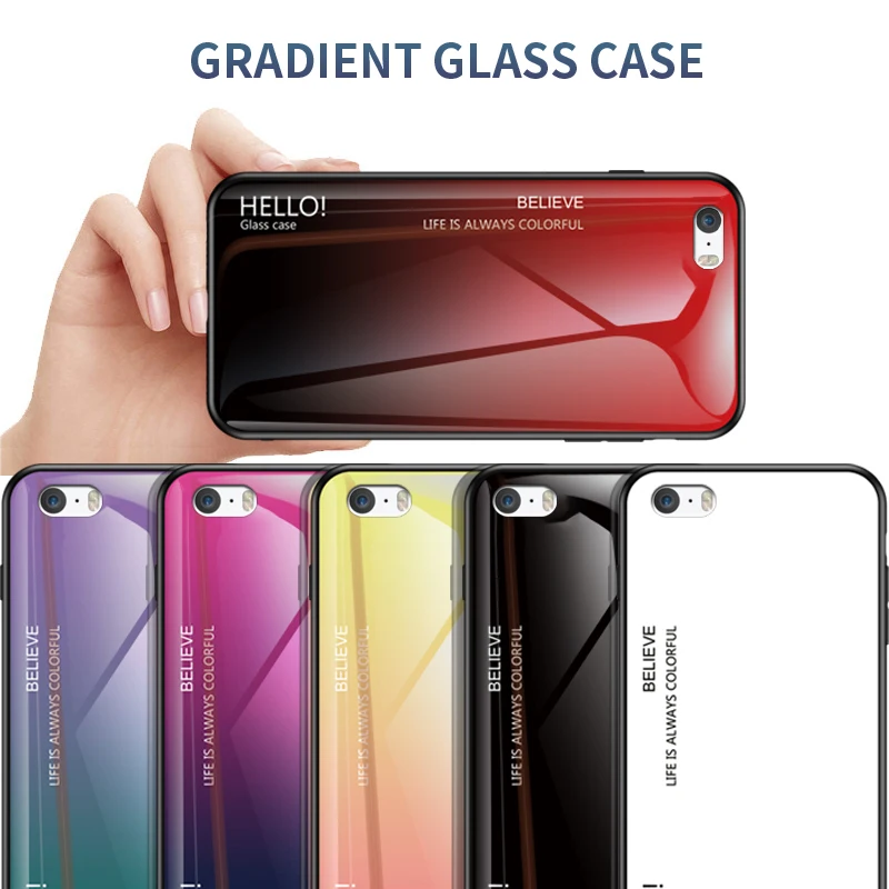 For iPhone 5S SE 6S 7 8 Plus Fashion Gradient Tempered Glass Back Cover Case For iPhone X XS Max XR Soft TPU Frame Phone Shell
For iPhone 5S SE 6S 7 8 Plus Fashion Gradient Tempered Glass Back Cover Case For iPhone X XS Max XR Soft TPU Frame Phone Shell