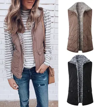 Women Winter Two-Way Fluffy Reversible Windproof Sleeveless Outwear Vest Coat Thicken Warm Pockets Zipper Up Waistcoat Jacket
Women Winter Two-Way Fluffy Reversible Windproof Sleeveless Outwear Vest Coat Thicken Warm Pockets Zipper Up Waistcoat Jacket