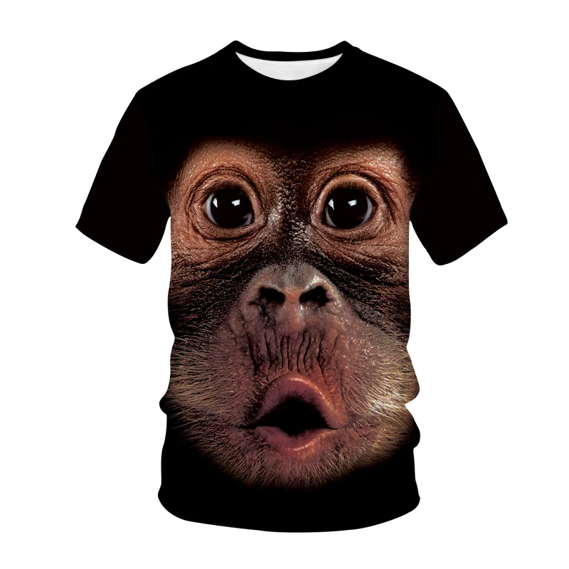Новинка Забавные футболки с 3D принтом обезьяны и гориллы уличная одежда для