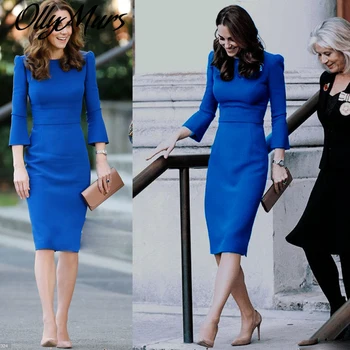 New High Quality Autumn Winter Kate Middleton Party Work Casual Sexy Vintage Elegant Blue Long Sleeve Women Pencil Dress
New High Quality Autumn Winter Kate Middleton Party Work Casual Sexy Vintage Elegant Blue Long Sleeve Women Pencil Dress