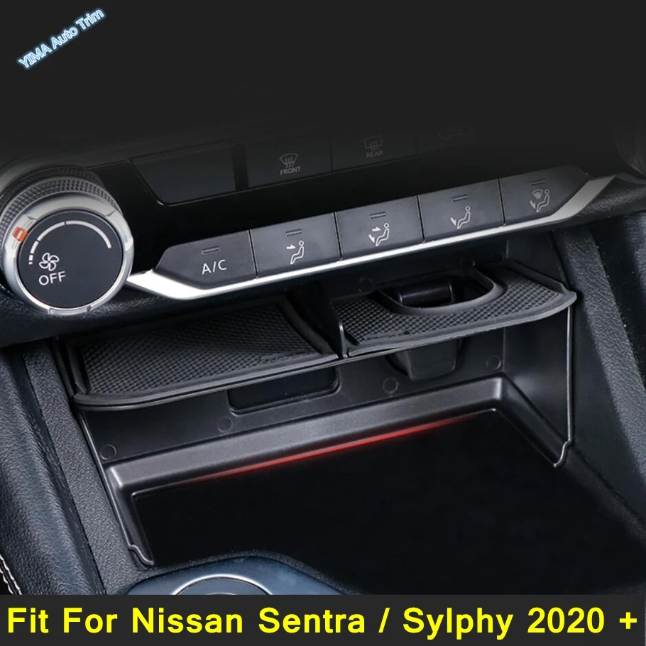 

Center Storage Box Container Glove Organizer Case Plastic Fit For Nissan Sentra / Sylphy 2020 - 2023 Black Interior Accessories