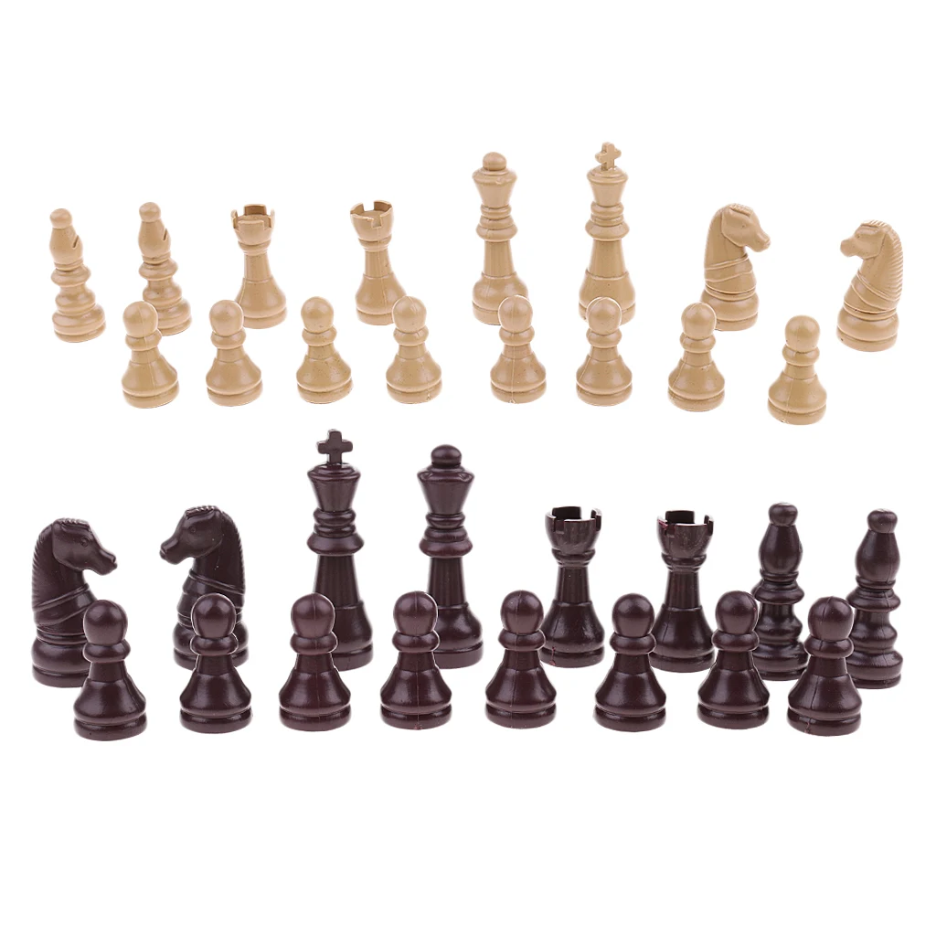 Plastic Chess Pieces, Replacement Chessmen Figure Figurine Pawns for Strategy Board Games, 32pcs Complete Set Plastic Chess Pieces, Replacement Chessmen Figure Figurine Pawns for Strategy Board Games, 32pcs Complete Set