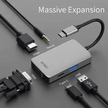 WIWU 5 in 1 USB Hub Multi Ports VGA HDMI Adapter for MacBook Pro Type C Hub 3.5mm Audio USB Splitter for Samsung Huawei USB Hub
WIWU 5 in 1 USB Hub Multi Ports VGA HDMI Adapter for MacBook Pro Type C Hub 3.5mm Audio USB Splitter for Samsung Huawei USB Hub