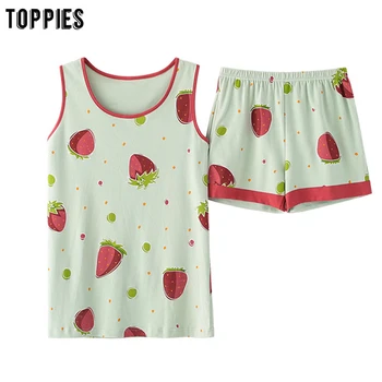 toppies summer pajamas women's two peices set sleeveless vest shorts cartoon printing kawaii sleepwear
toppies summer pajamas women's two peices set sleeveless vest shorts cartoon printing kawaii sleepwear
