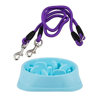 1Pcs Nylon Duplex Double Coupler Twin Lead Two Way Dogs Leash Safety,Purple & 1Pcs Plastic Slow Feed Dog Bowl Blue 
1Pcs Nylon Duplex Double Coupler Twin Lead Two Way Dogs Leash Safety,Purple & 1Pcs Plastic Slow Feed Dog Bowl Blue