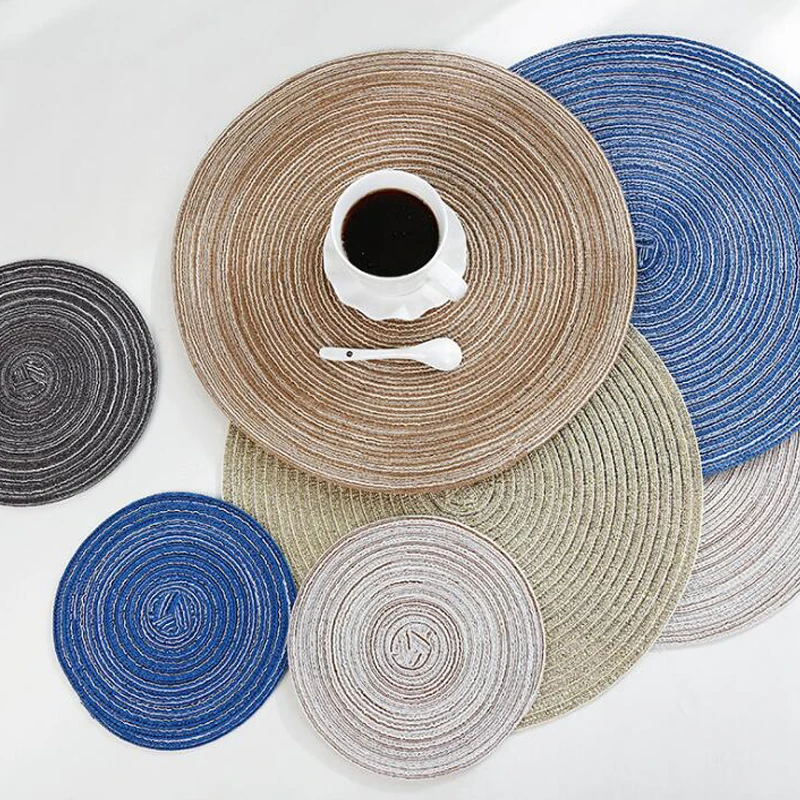 Round Coaster Table Mat Ramie Insulation Pad Solid Round Design Placemats Linen Non Slip Kitchen Accessories 
Round Coaster Table Mat Ramie Insulation Pad Solid Round Design Placemats Linen Non Slip Kitchen Accessories