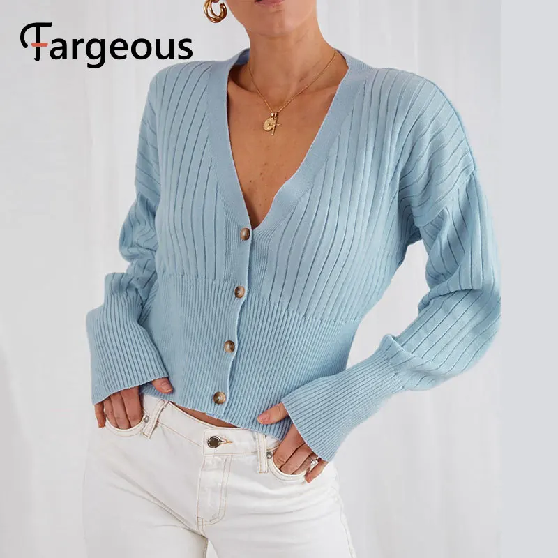 Fargeous Повседневный трикотажный женский кардиган с v-образным вырезом 2019
