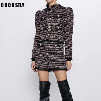 Elegant Office Lady Two Piece Set Women 2020 Autumn Tweed Set Suit Long Sleeve Tweed Coat And Shorts Set outfits for women 
Elegant Office Lady Two Piece Set Women 2020 Autumn Tweed Set Suit Long Sleeve Tweed Coat And Shorts Set outfits for women