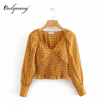 Onlyoung 2020 Summer Women Plaid Blouse Shirt Yellow Casual Female Tops Chemise Femme
Onlyoung 2020 Summer Women Plaid Blouse Shirt Yellow Casual Female Tops Chemise Femme