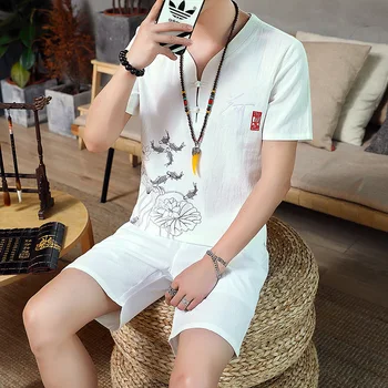 Sets summer Cotton linen short-sleeved men tshirt Shorts Suit Sets Male Chinese style men two-piece set Asia size
Sets summer Cotton linen short-sleeved men tshirt Shorts Suit Sets Male Chinese style men two-piece set Asia size