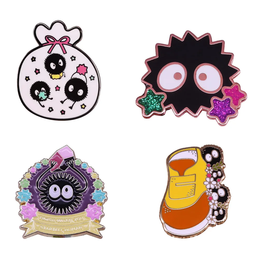 Эмалированная булавка Soot sprite значок в стиле аниме ювелирные изделия|Броши| |