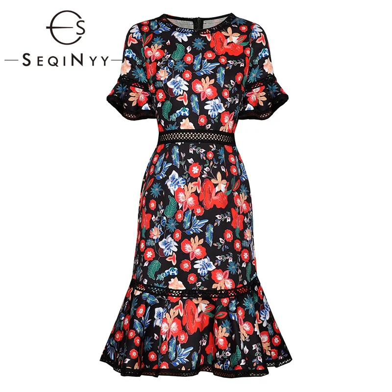 SEQINYY Slim Trumpet Dress 2020 Summer Spring New Fashion Design Women Short Sleeve Colorful Flowers Printed Lace Hollow Dress
SEQINYY Slim Trumpet Dress 2020 Summer Spring New Fashion Design Women Short Sleeve Colorful Flowers Printed Lace Hollow Dress