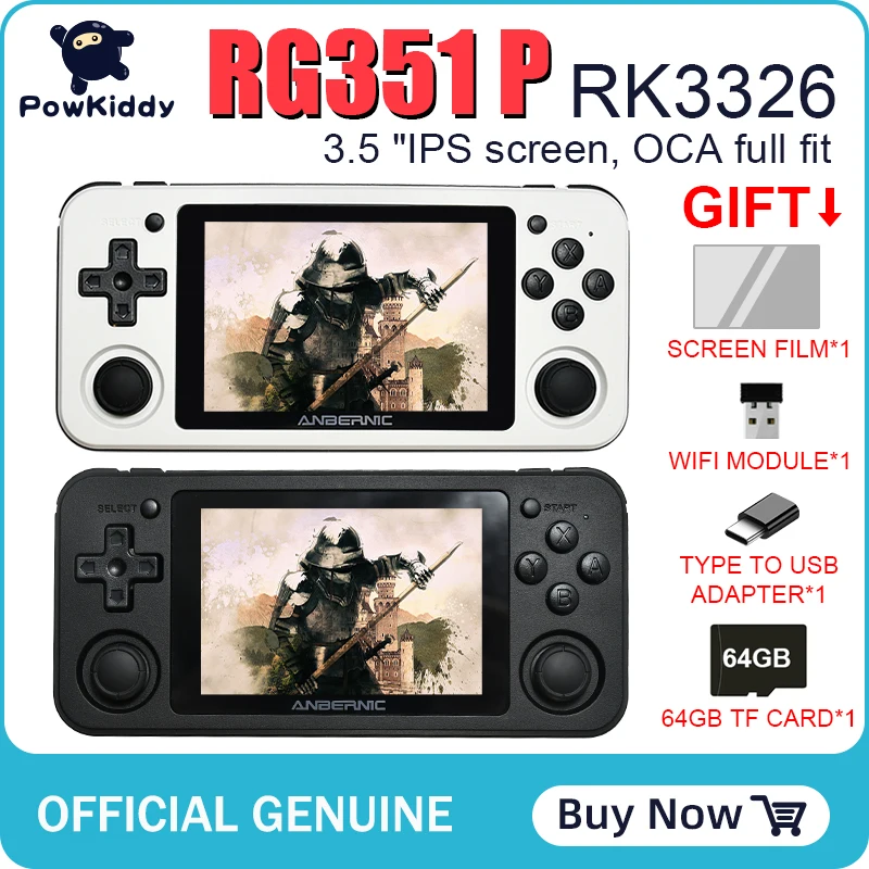 Powkiddy RG351P handheld game console 3.5-inch IPS screen dual rocker Linux System PC Shell PS1 N64 Games Children's gifts
Powkiddy RG351P handheld game console 3.5-inch IPS screen dual rocker Linux System PC Shell PS1 N64 Games Children's gifts