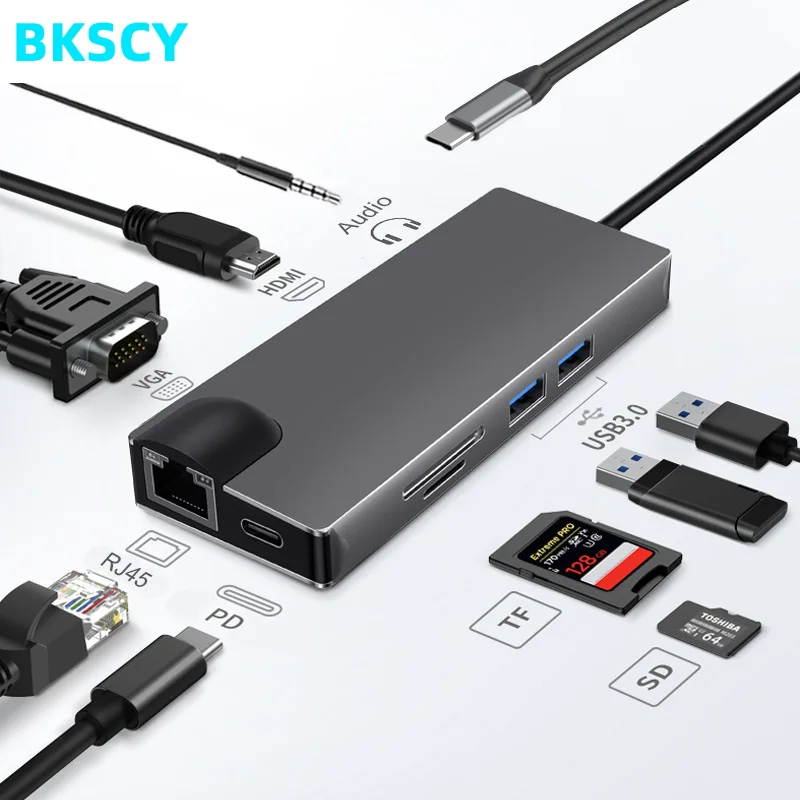 BKSCY Type C HUB to HDMI VGA 3.5mm Audio RJ45 Adapter USB 3.0 Thunderbolt 3 for MacBook Pro Samsung Galaxy S9 HDMI USB C HUB
BKSCY Type C HUB to HDMI VGA 3.5mm Audio RJ45 Adapter USB 3.0 Thunderbolt 3 for MacBook Pro Samsung Galaxy S9 HDMI USB C HUB