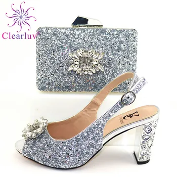 Silver Color Peep Toe Sandals New Design Nigerian Women Shoes Matching Handbag with Shinning Crystal African Lady Shoes for Part
Silver Color Peep Toe Sandals New Design Nigerian Women Shoes Matching Handbag with Shinning Crystal African Lady Shoes for Part