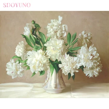 SDOYUNO oil painting by numbers flowers kit for adults White peony oil coloring by numbers acrylic paints for painting on canvas
SDOYUNO oil painting by numbers flowers kit for adults White peony oil coloring by numbers acrylic paints for painting on canvas