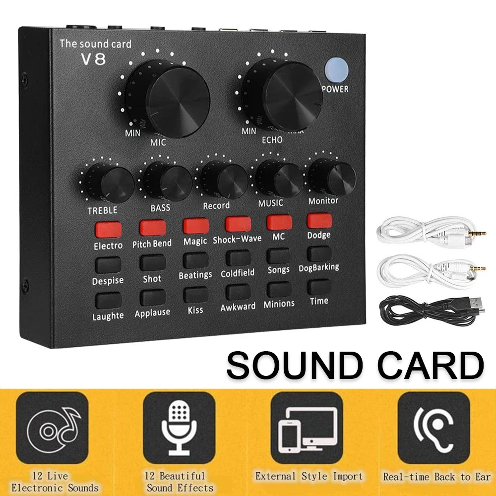 V8 Audio USB Sound Card External Headset Microphone Webcast Personal Entertainment Streamer Live Broadcast for PC Phone Computer
V8 Audio USB Sound Card External Headset Microphone Webcast Personal Entertainment Streamer Live Broadcast for PC Phone Computer