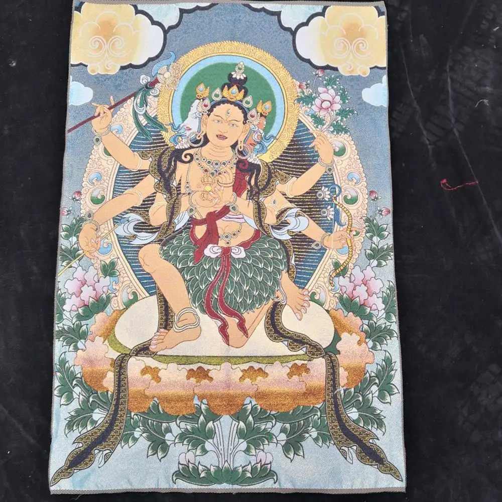 35"Thangka Embroidery Tibetan Buddhism silk embroidery brocade Nepal Maricideva Marichi Three-headed six-armed Buddha Thangkas
35"Thangka Embroidery Tibetan Buddhism silk embroidery brocade Nepal Maricideva Marichi Three-headed six-armed Buddha Thangkas