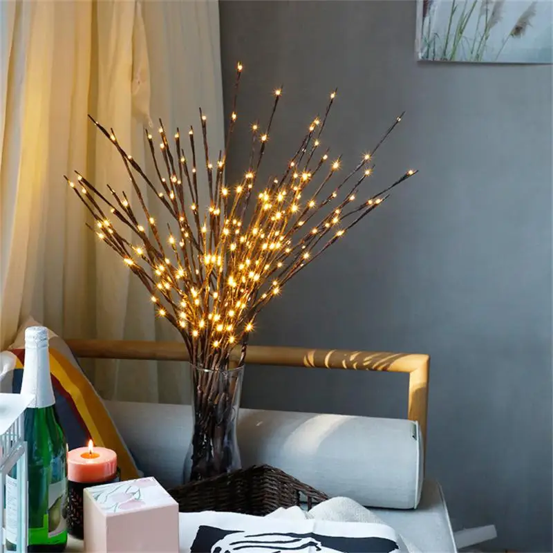 

Led Willow Branch Lamp Versatile Decor Flexible Branches Wedding Party Battery-powered Convenience Exquisite Vase Lights Trendy