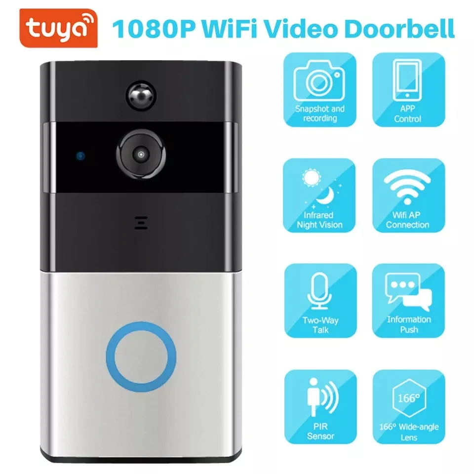 Works with Alexa Google Chromecast 1080P Battery Powered Smart WiFi Smart Video Doorbell Tuya Cloud Storage Doorbell Camera
Works with Alexa Google Chromecast 1080P Battery Powered Smart WiFi Smart Video Doorbell Tuya Cloud Storage Doorbell Camera