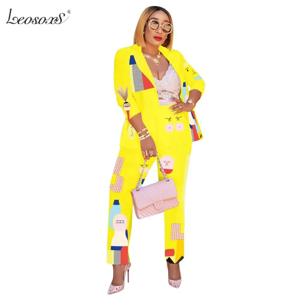 New Spring Autumn Tracksuit Long Sleeve Cartoon Print Blazers Pants Suit Two Piece Set Office Lady Outfit Uniform Women's Sets
New Spring Autumn Tracksuit Long Sleeve Cartoon Print Blazers Pants Suit Two Piece Set Office Lady Outfit Uniform Women's Sets